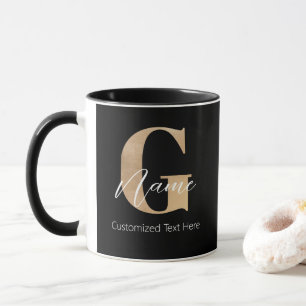 Modern Monogrammed Initial G & Name Personalised Mug