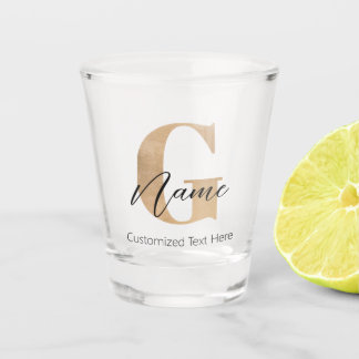 Modern Monogrammed Initial G & Name Personalised Shot Glass