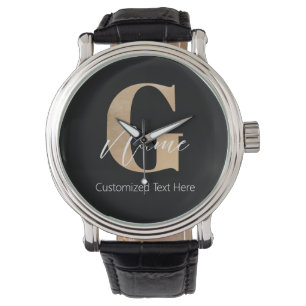 Modern Monogrammed Initial G & Name Personalised Watch