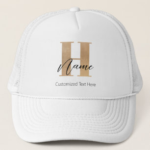 Modern Monogrammed Initial H & Name Personalized Trucker Hat