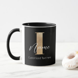 Modern Monogrammed Initial I & Name Personalised Mug