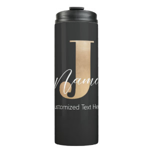 Modern Monogrammed Initial J & Name Personalised Thermal Tumbler