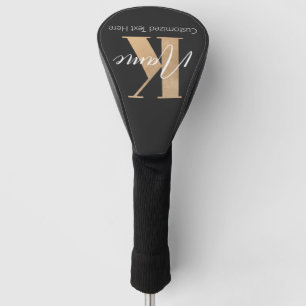 Modern Monogrammed Initial K & Name Personalised Golf Head Cover