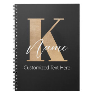 Modern Monogrammed Initial K & Name Personalised Notebook