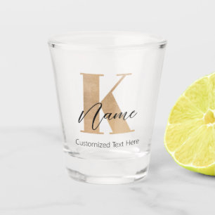 Modern Monogrammed Initial K & Name Personalised Shot Glass