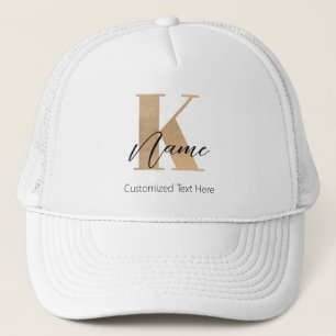 Modern Monogrammed Initial K & Name Personalised Trucker Hat