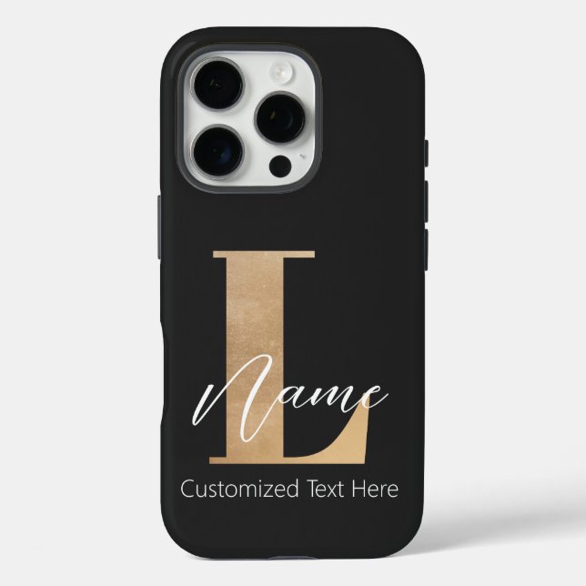 Modern Monogrammed Initial L & Name Personalised Case-Mate iPhone Case (Back)