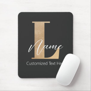 Modern Monogrammed Initial L & Name Personalised Mouse Mat