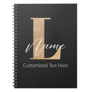 Modern Monogrammed Initial L & Name Personalised Notebook