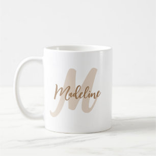 Modern Monogrammed Initial Letter and Name  Coffee Mug