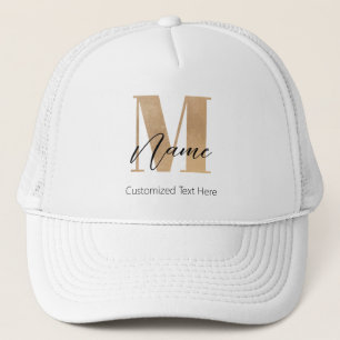 Modern Monogrammed Initial M & Name Personalised Trucker Hat