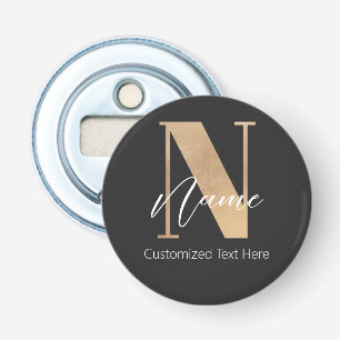 Modern Monogrammed Initial N & Name Personalised Bottle Opener