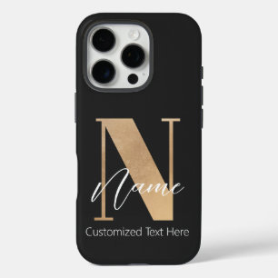 Modern Monogrammed Initial N & Name Personalised iPhone 16 Pro Case