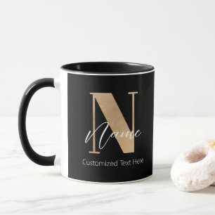Modern Monogrammed Initial N & Name Personalized Mug