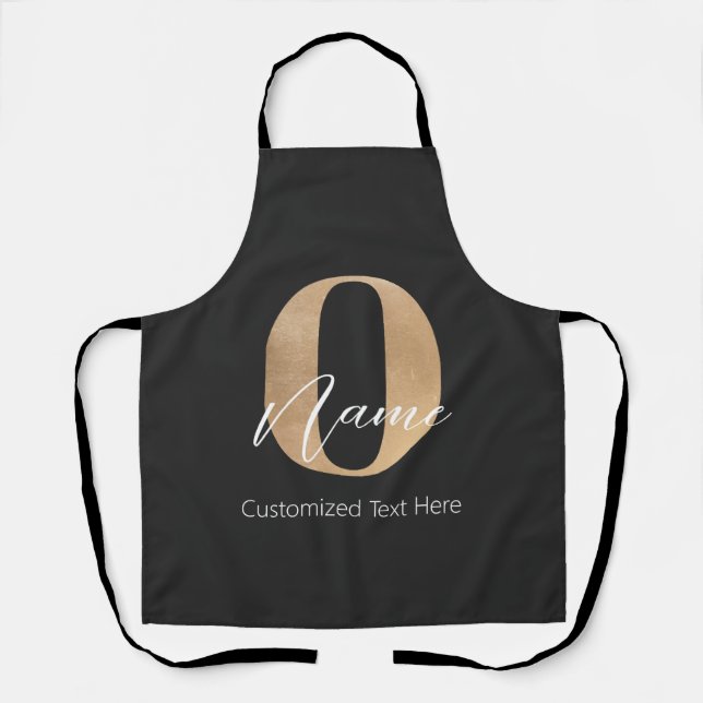 Modern Monogrammed Initial O & Name Personalised Apron (Front)