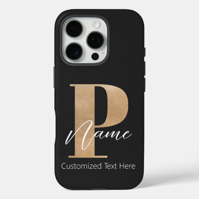 Modern Monogrammed Initial P & Name Personalised Case-Mate iPhone Case (Back)