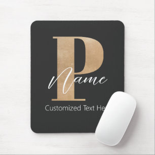 Modern Monogrammed Initial P & Name Personalised Mouse Mat