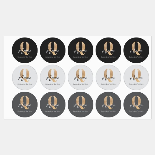 Modern Monogrammed Initial Q & Name Personalised (Sheet)