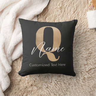 Modern Monogrammed Initial Q & Name Personalised Cushion