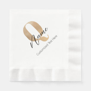 Modern Monogrammed Initial Q & Name Personalised Napkin