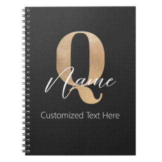 Modern Monogrammed Initial Q & Name Personalised Notebook