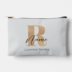 Modern Monogrammed Initial R & Name Personalised Accessory Pouch