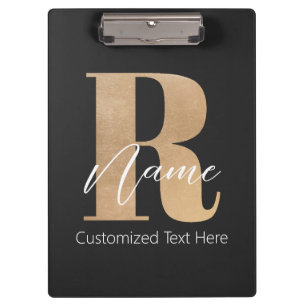 Modern Monogrammed Initial R & Name Personalised Clipboard