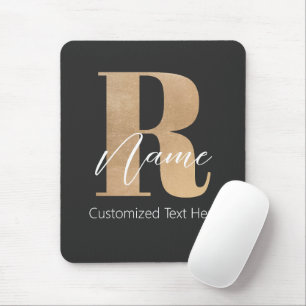 Modern Monogrammed Initial R & Name Personalised Mouse Mat