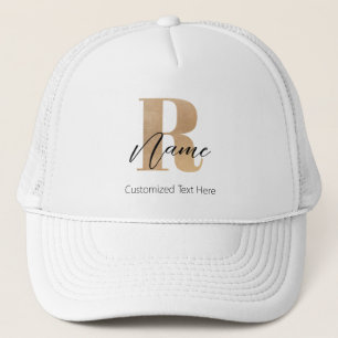 Modern Monogrammed Initial R & Name Personalised Trucker Hat
