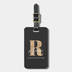 Modern Monogrammed Initial R & Name Personalized Luggage Tag