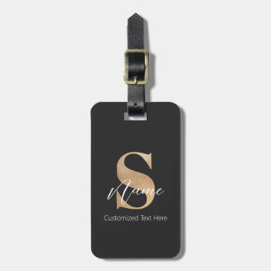 Modern Monogrammed Initial S & Name Personalised Luggage Tag
