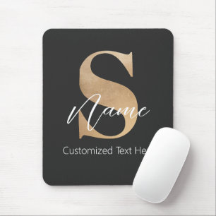 Modern Monogrammed Initial S & Name Personalised Mouse Mat