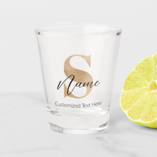 Modern Monogrammed Initial S & Name Personalised Shot Glass