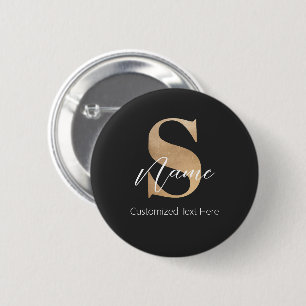 Modern Monogrammed Initial S & Name Personalized 6 Cm Round Badge