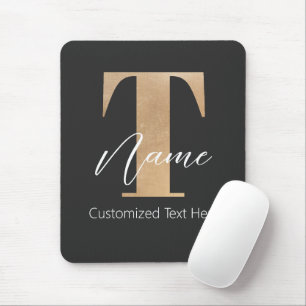 Modern Monogrammed Initial T & Name Personalised Mouse Mat