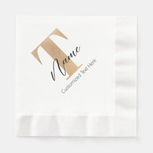 Modern Monogrammed Initial T & Name Personalised Napkin