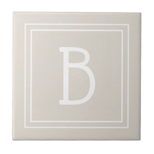 Modern Monogrammed Initial Template Tan Brown  Tile