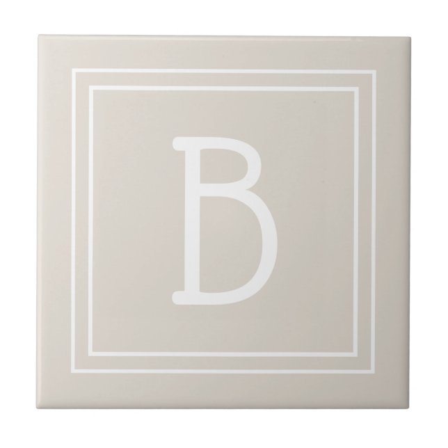Modern Monogrammed Initial Template Tan Brown  Tile (Front)