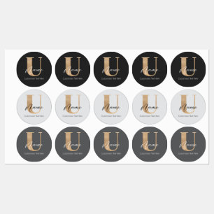 Modern Monogrammed Initial U & Name Personalised