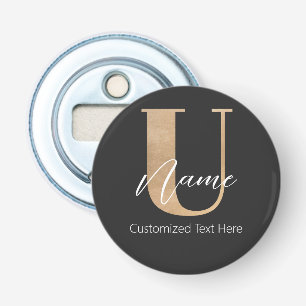 Modern Monogrammed Initial U & Name Personalised Bottle Opener