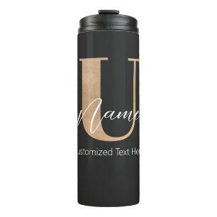 Modern Monogrammed Initial U & Name Personalised Thermal Tumbler
