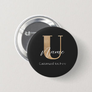 Modern Monogrammed Initial U & Name Personalized 6 Cm Round Badge