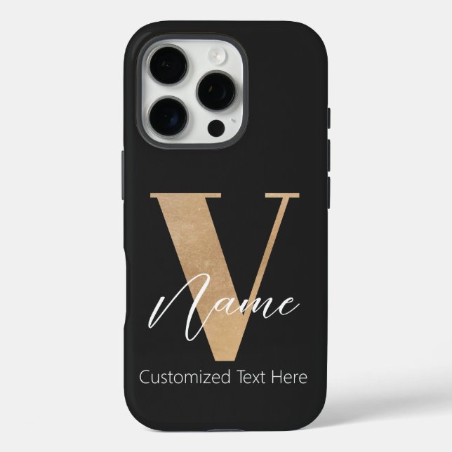 Modern Monogrammed Initial V & Name Personalised Case-Mate iPhone Case (Back)