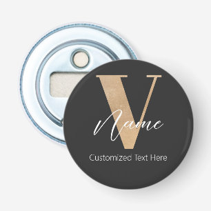 Modern Monogrammed Initial V & Name Personalized Bottle Opener