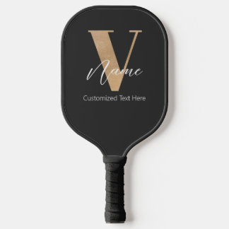 Modern Monogrammed Initial V & Name Personalized Pickleball Paddle