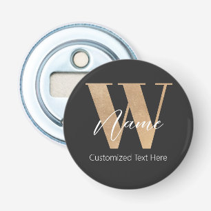 Modern Monogrammed Initial W & Name Personalized Bottle Opener