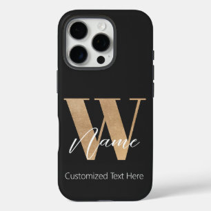 Modern Monogrammed Initial W & Name Personalized iPhone 16 Pro Case