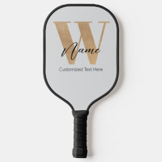 Modern Monogrammed Initial W & Name Personalized Pickleball Paddle