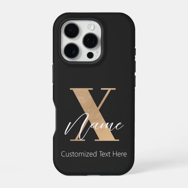 Modern Monogrammed Initial X & Name Personalised iPhone Case (Back)