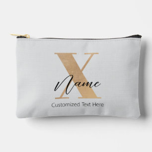 Modern Monogrammed Initial X & Name Personalized Accessory Pouch